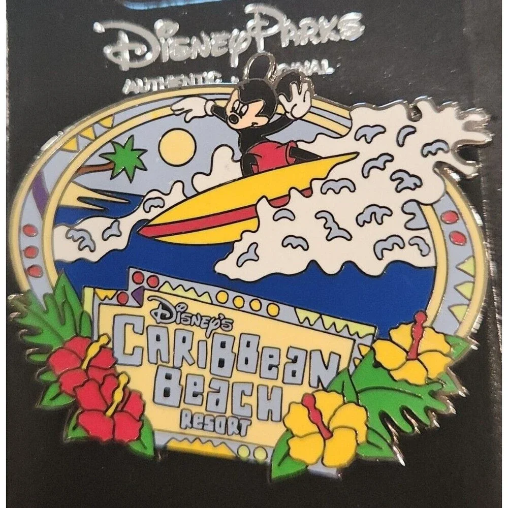 Disney Trading Pin 00001 Mickey Caribbean Beach Resort‎ Surfing Surfer Surfs Up